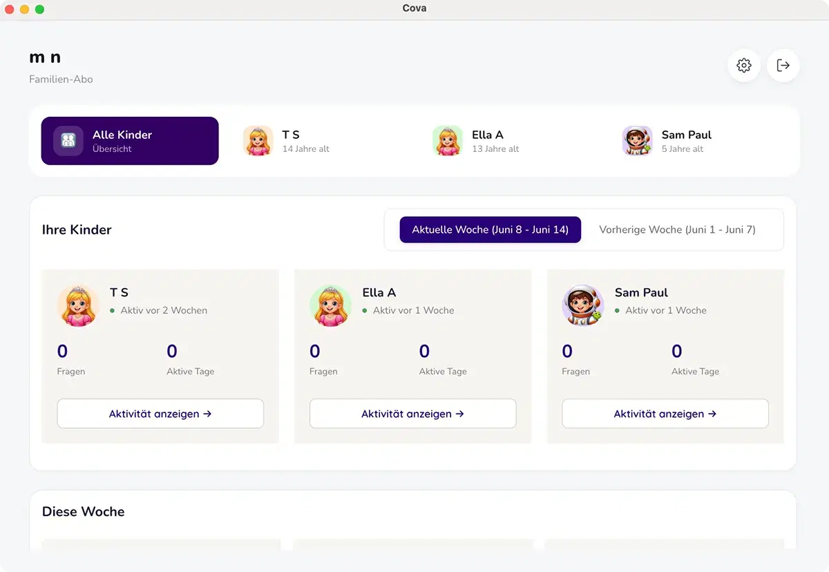 Parent dashboard